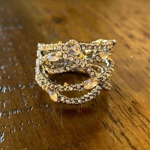 Alexis Bittar Silver with Crystal Pave’ Orbiting Ring and Gold Thorns, Size 6